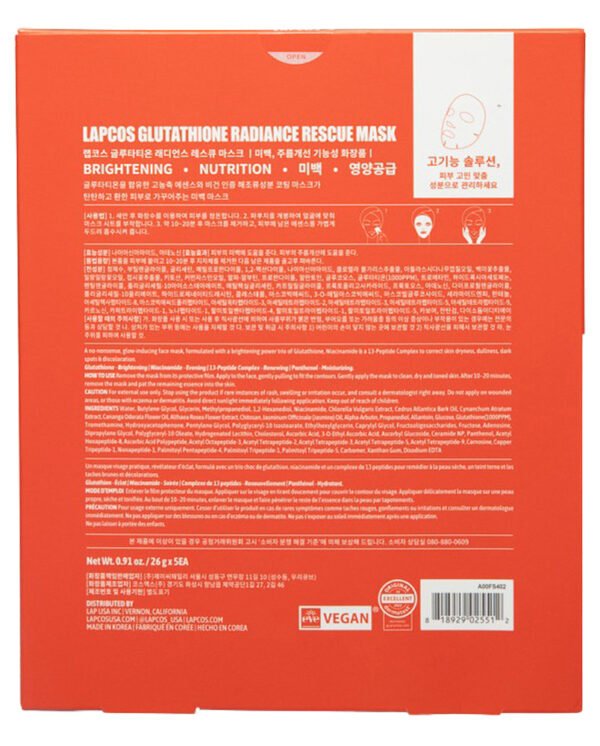LAPCOS Glutathione Radiance Rescue Face Mask